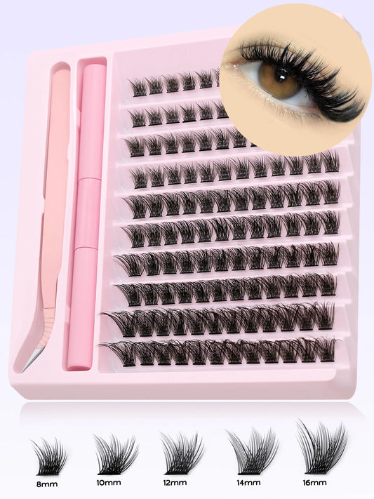 DIY Eyelash Extension Kit – Lash Clusters, Bond & Seal, Tweezers & Waterproof Strong Hold