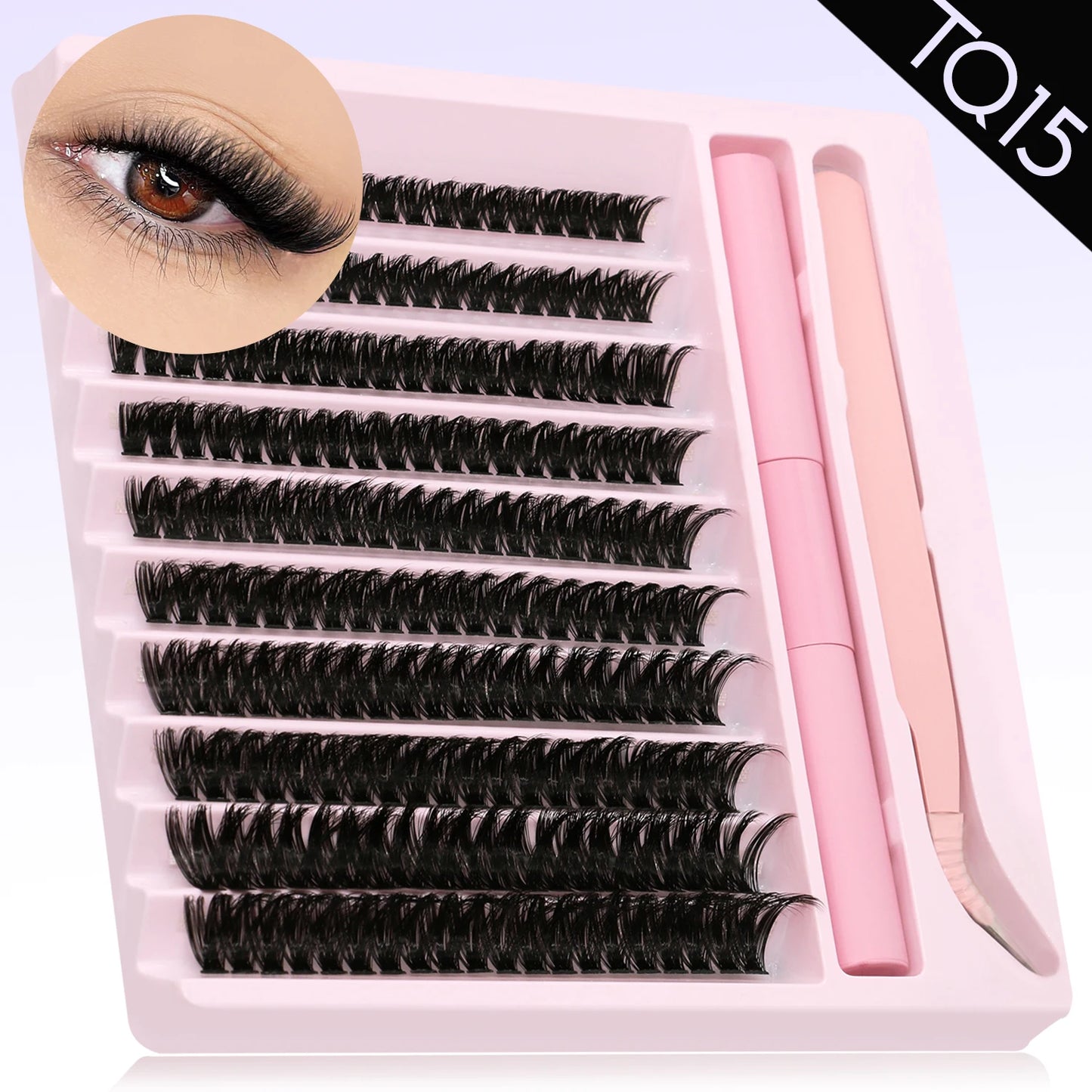 DIY Eyelash Extension Kit – Lash Clusters, Bond & Seal, Tweezers & Waterproof Strong Hold