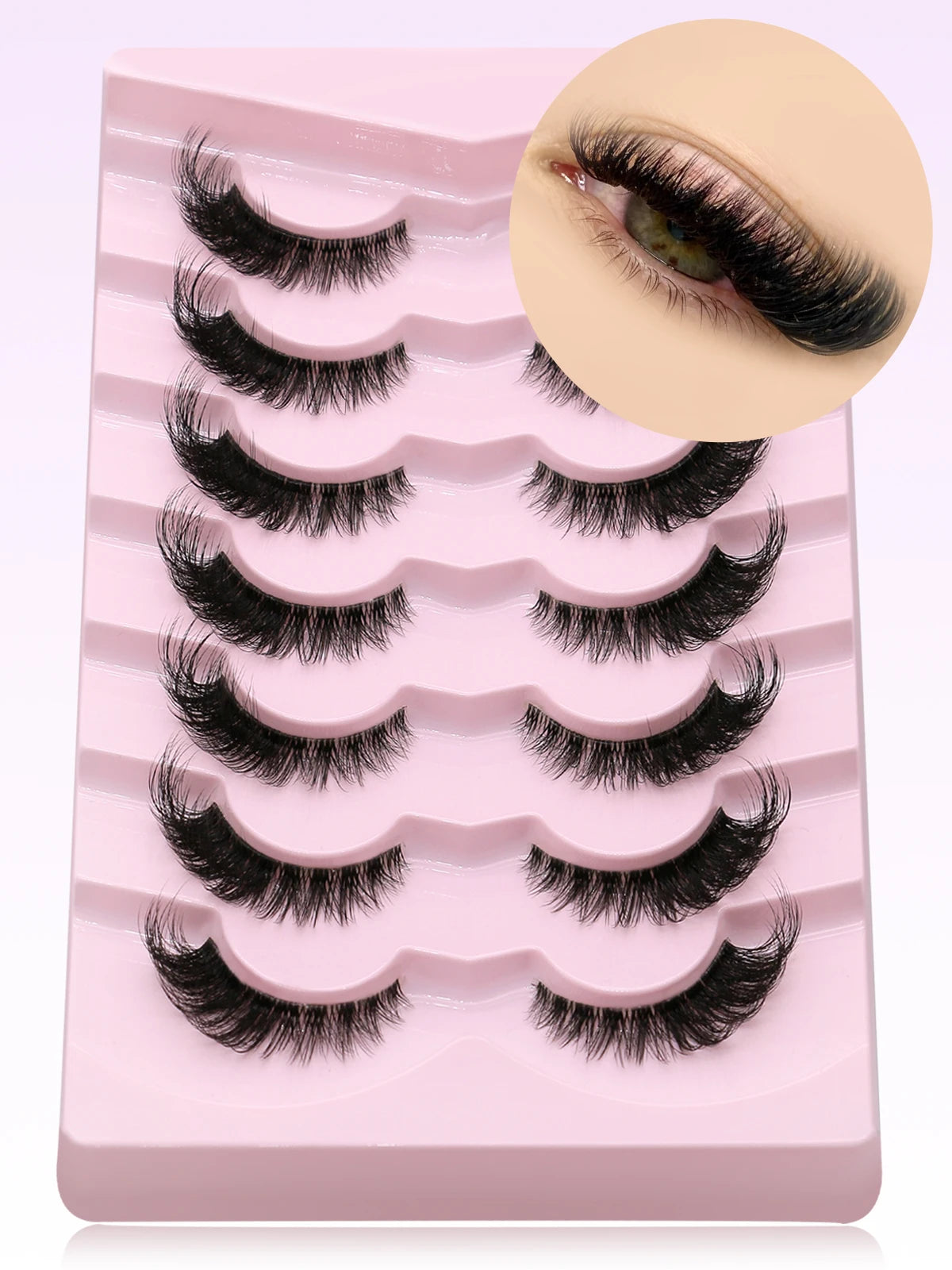 Cat Eye Lashes – Natural Long with Clear Band & Winged End