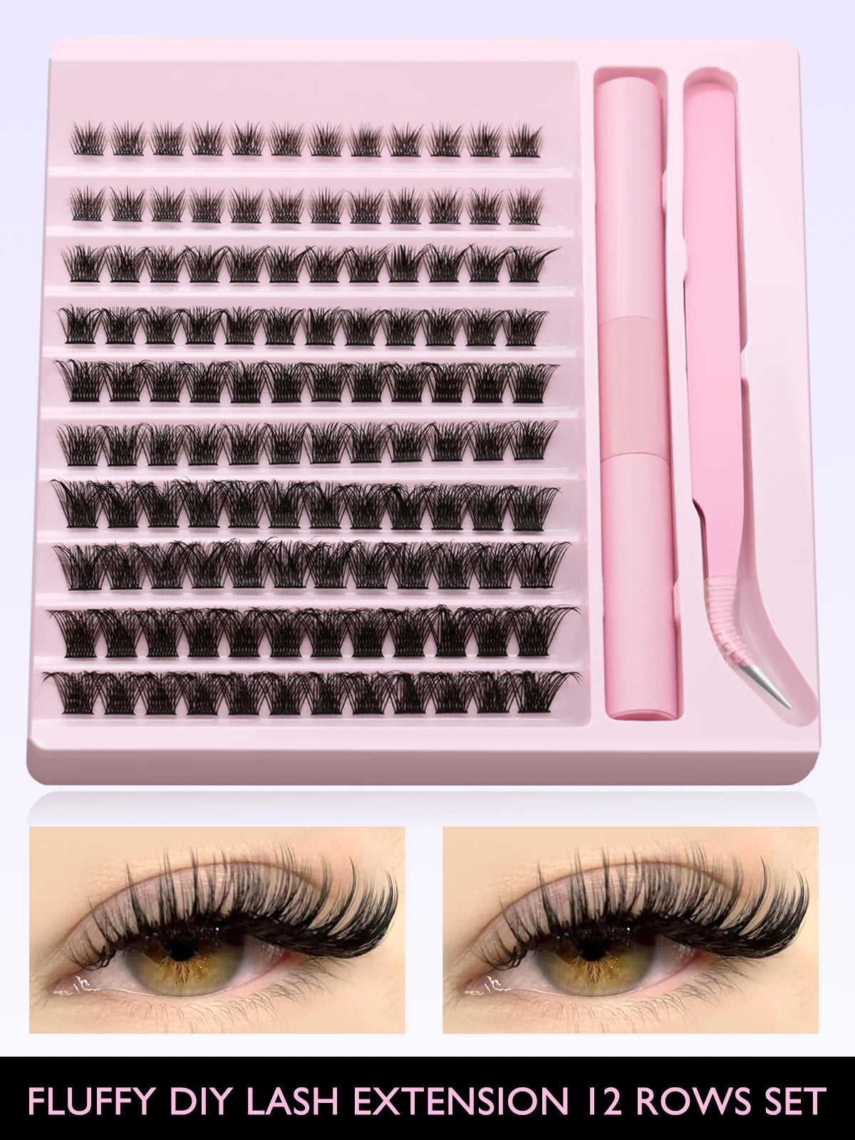 DIY Eyelash Extension Kit – Lash Clusters, Bond & Seal, Tweezers & Waterproof Strong Hold