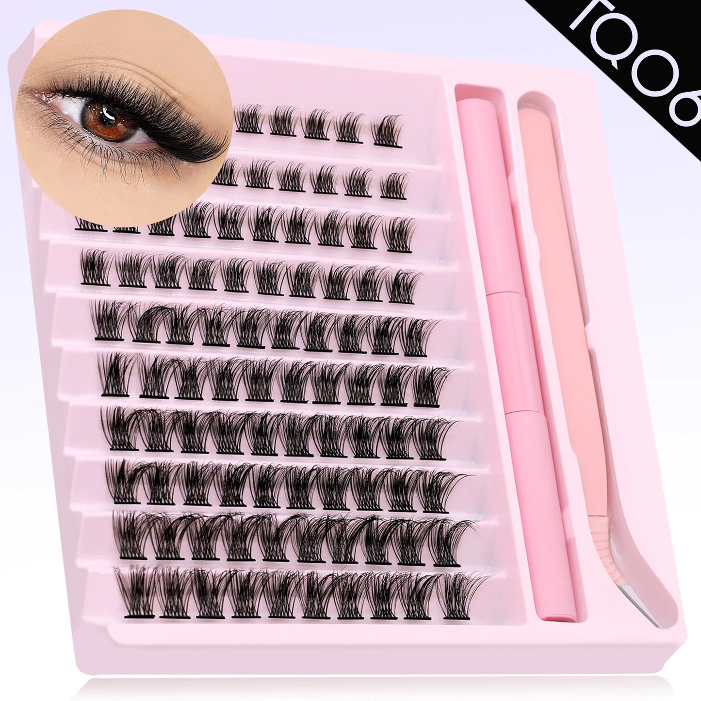 DIY Eyelash Extension Kit – Lash Clusters, Bond & Seal, Tweezers & Waterproof Strong Hold